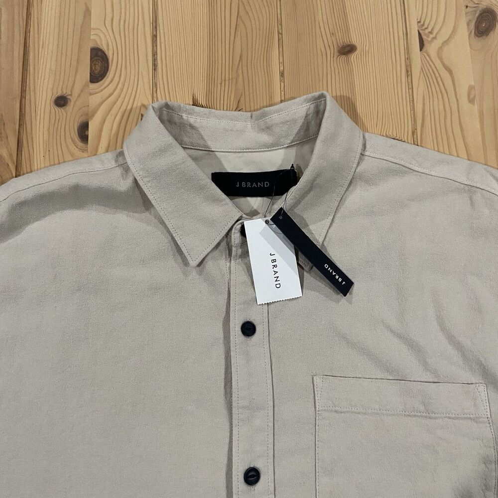 J BRAND Mens Awf White TERTIUM Long Sleeve Cotton Crepe Shirt L NWT